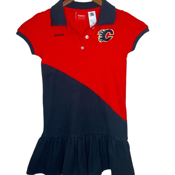 Reebok Face Off Collection NHL Calgary Flames Canada Kids Cheerleader Dress L - Picture 1 of 3